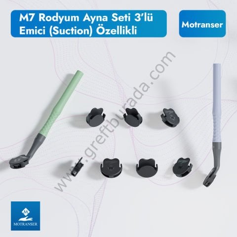 Motranser M7 Emici (Suction) Özellikli Rodyum Ayna Seti 3lü