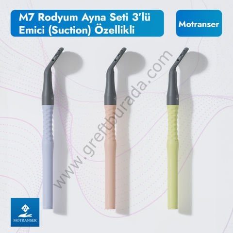 Motranser M7 Emici (Suction) Özellikli Rodyum Ayna Seti 3lü