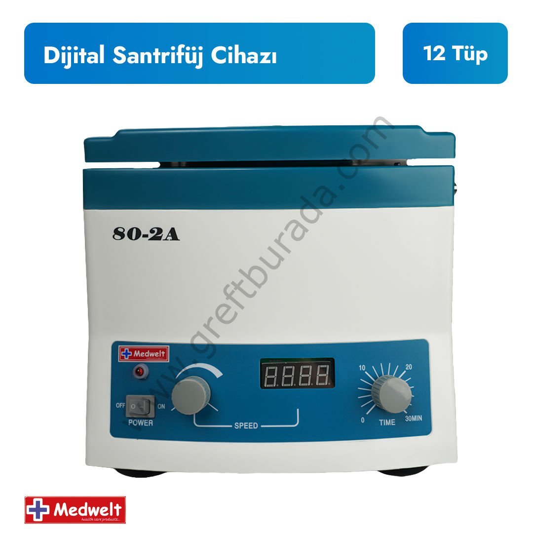 MEDWELT 80-2A Dijital Santrifüj Cihazı – 12 Tüp Kapasiteli