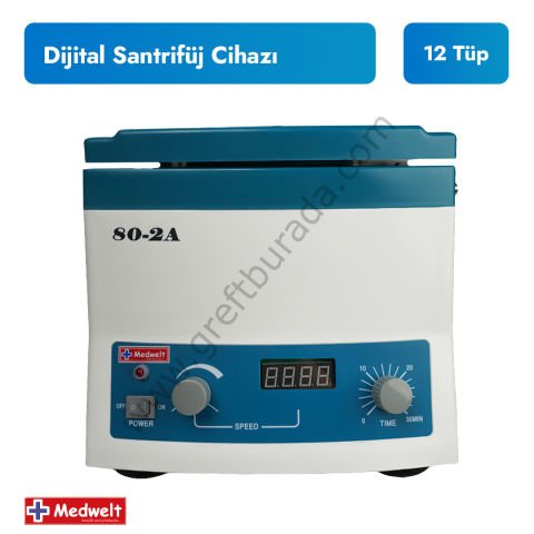 MEDWELT 80-2A Dijital Santrifüj Cihazı – 12 Tüp Kapasiteli