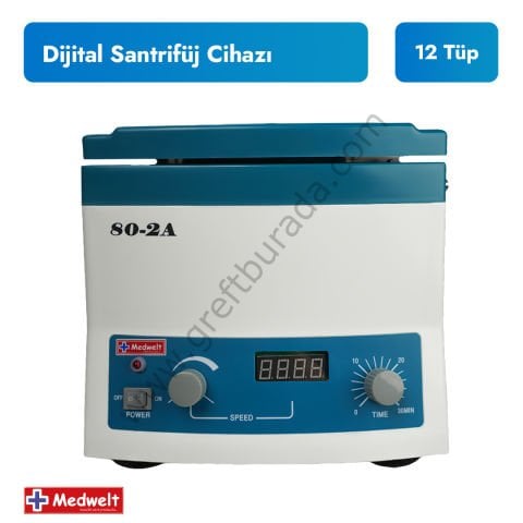 MEDWELT 80-2A Dijital Santrifüj Cihazı – 12 Tüp Kapasiteli